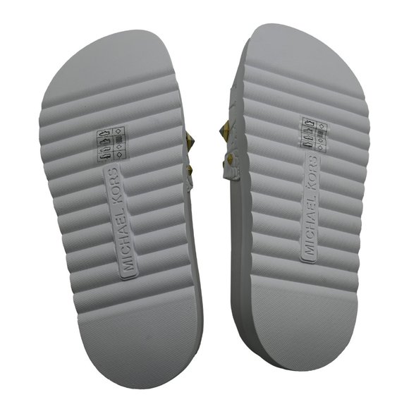 Michael Kors Women's TYRA Studded Crocodile Embossed Slide Sandal - Picture 3 of 3